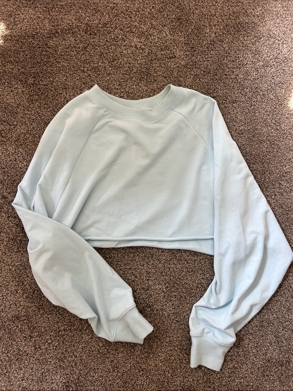 ALO Yoga Powder Blue Cropped Crewneck Sweatshirt